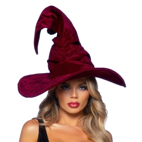 Leg Avenue Other - Leg Avenue Burgundy Velvet Ruched Witch Hat